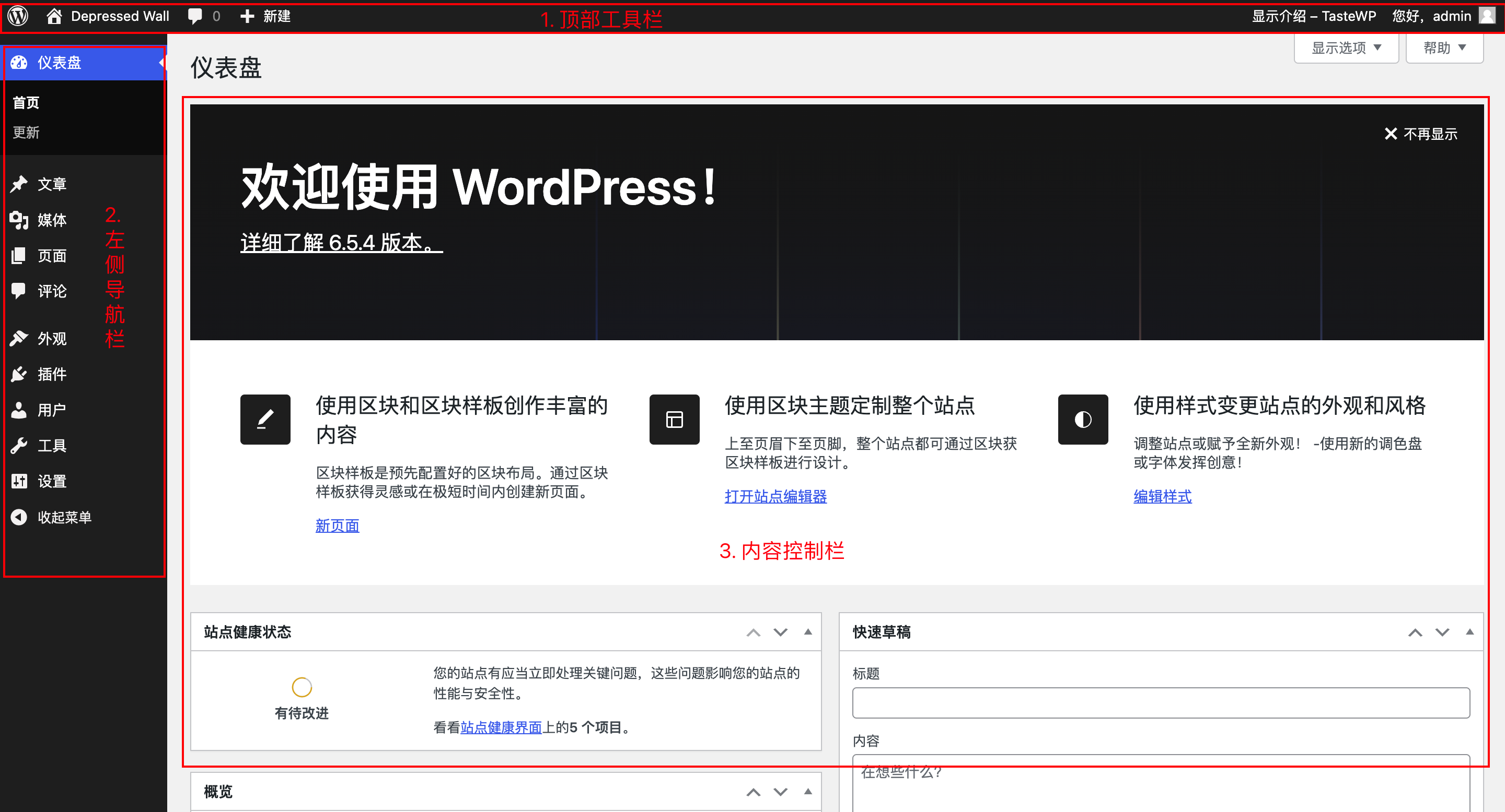 WordPress后台界面